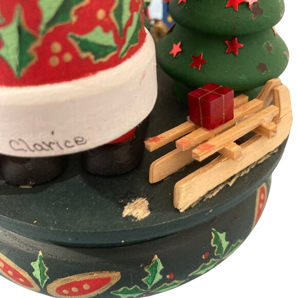 Vintage Christmas Hand Painted Santa Claus Music Box Works - Picture 10 of 10